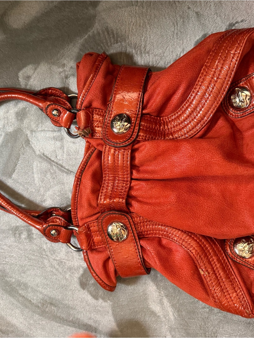 Kathy Van Zeeland Women’s Red Leather Shoulder Bag with Gold Accents